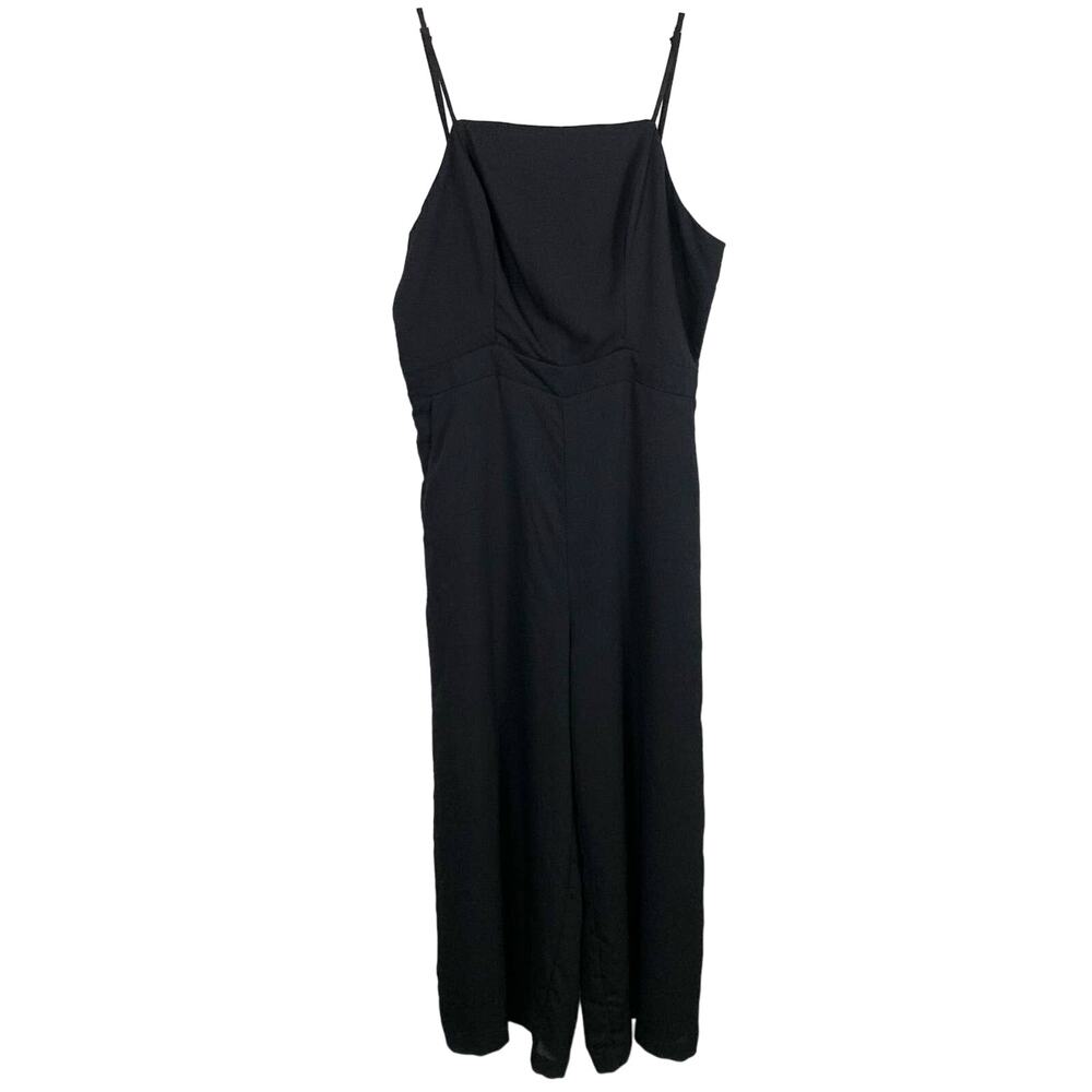 4Sienna Womens Spaghetti Strap Jumpsuit Back Buttons Cutout Black Size Large